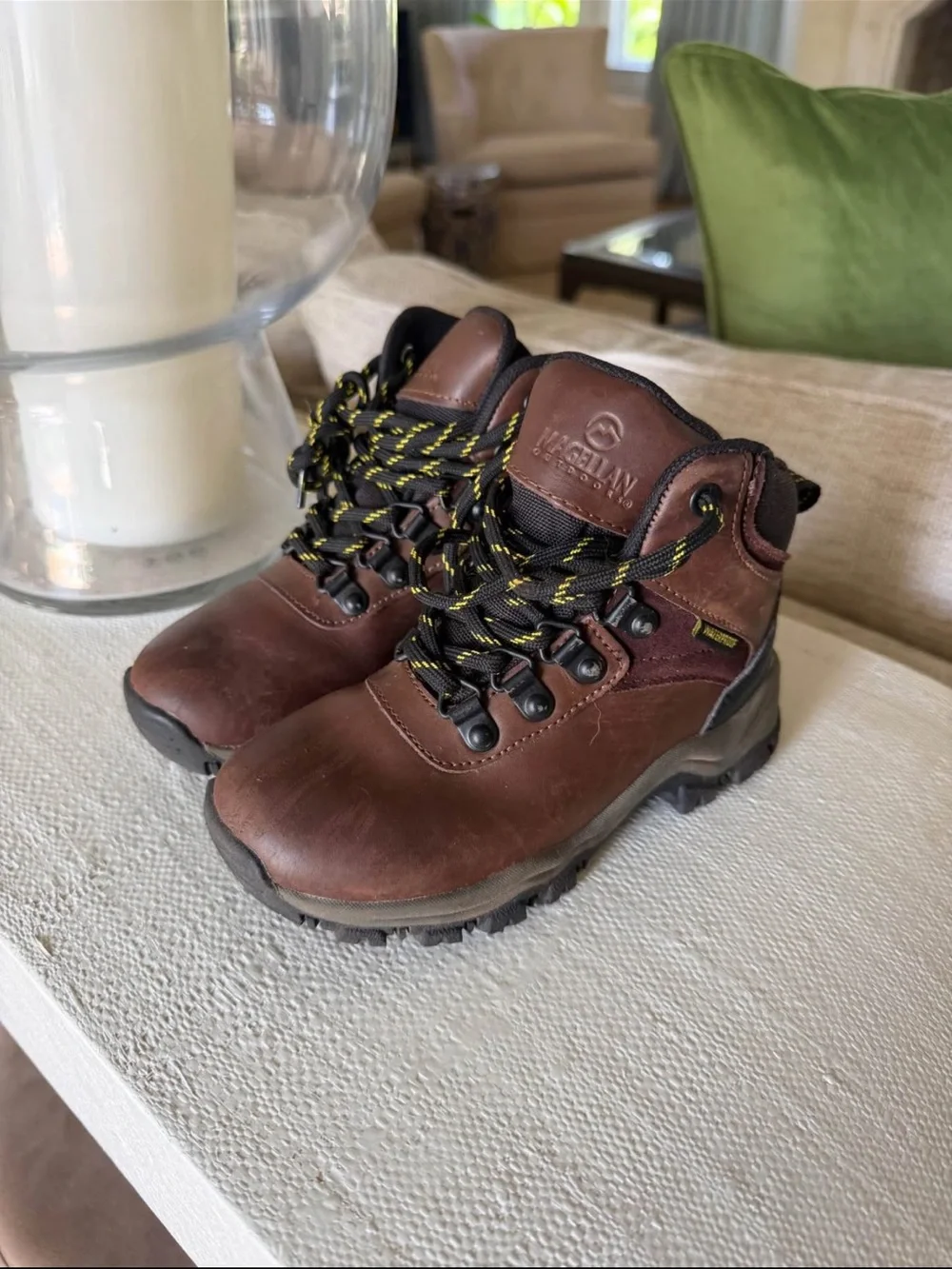 Magellan Brown Leather Hiking Boots for boys- size 11 toddler